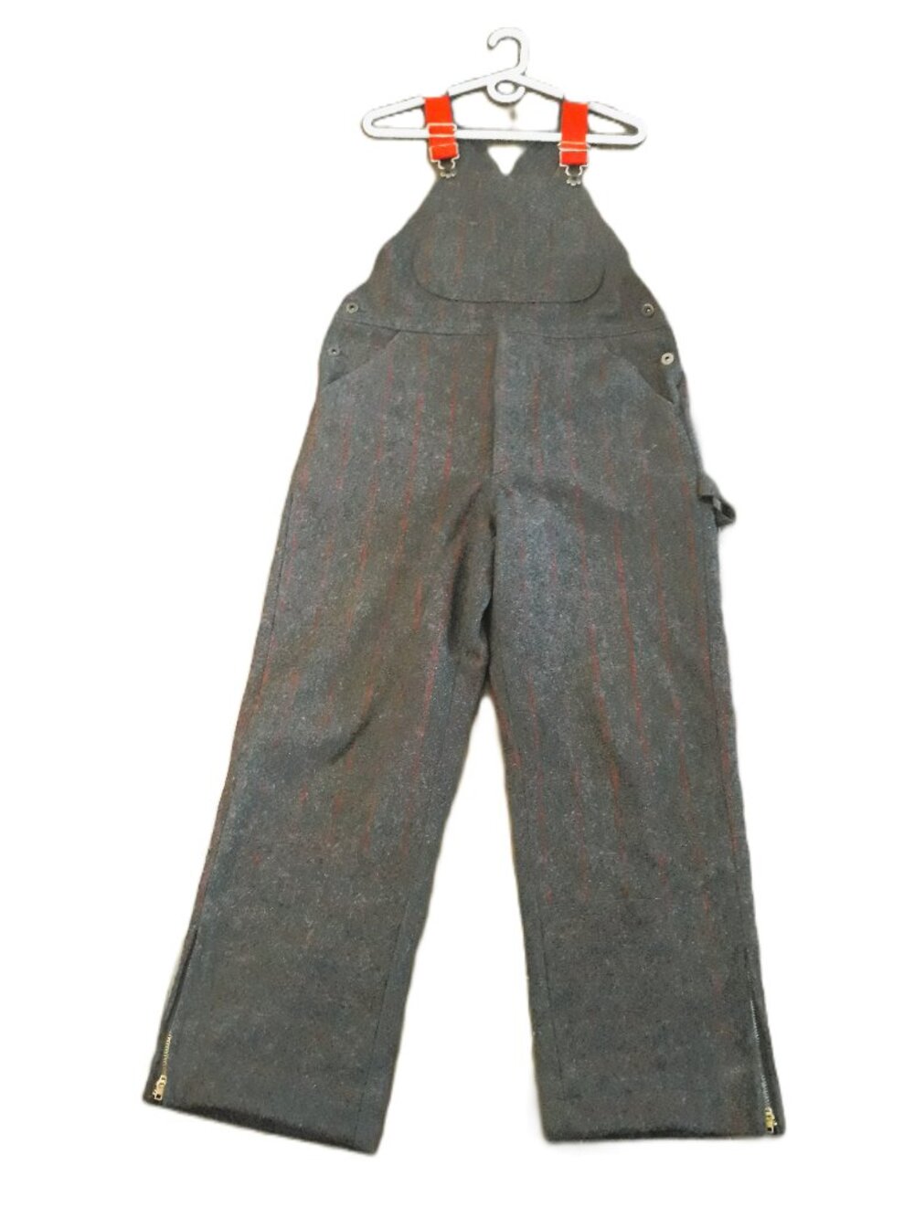Vintage 90s Woolrich Wool Gray & Red Plaid Overalls Heavyweight Carpenter Workwe